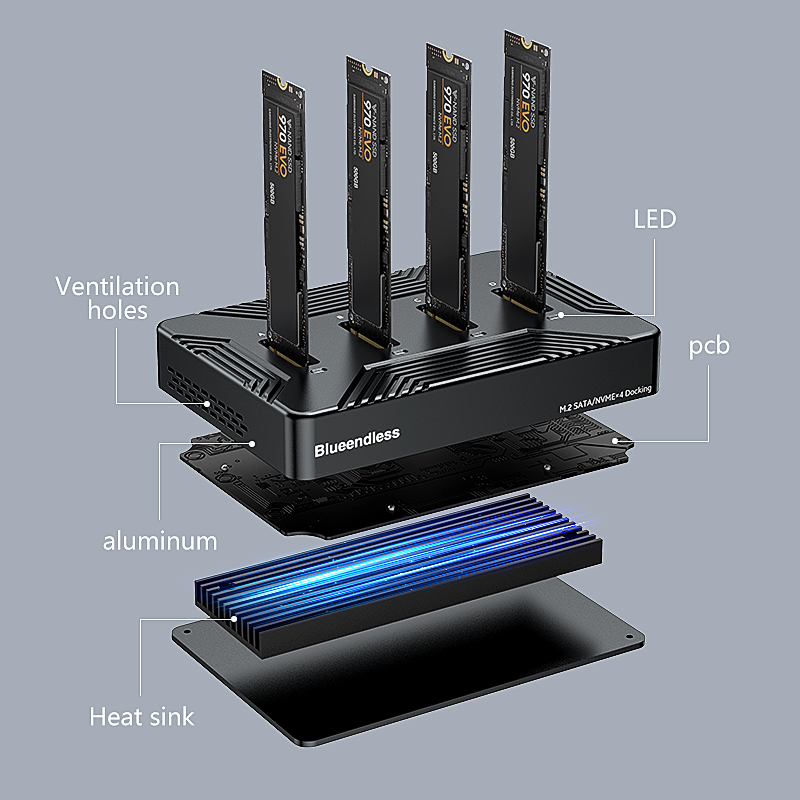 Blueendless 4 bay m2 SSD stasi - 8Tb M2 Nvme Ssd ulasan dan harga